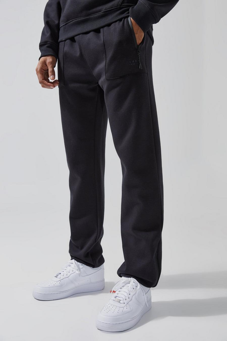 Pantaloni tuta Man Active Tech con zip sul fondo, Black