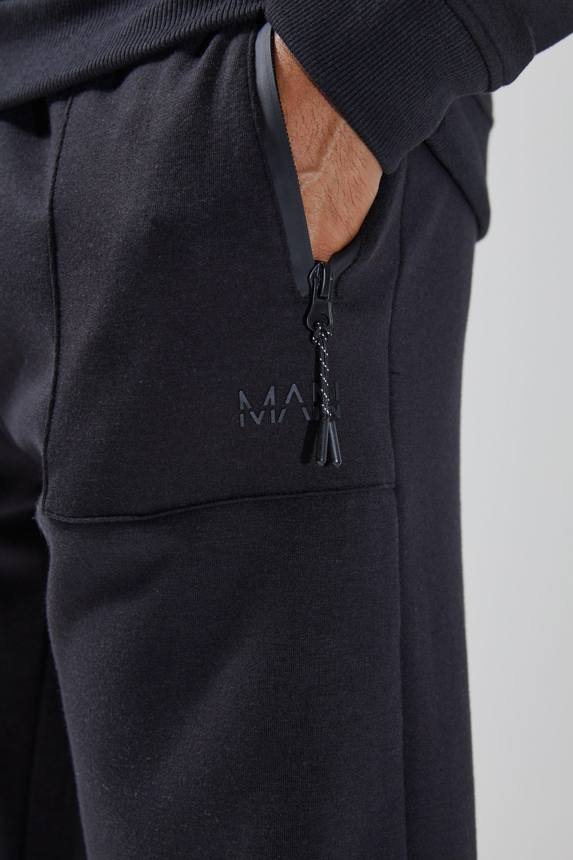 Man Active Fleece Zip Hem Jogger