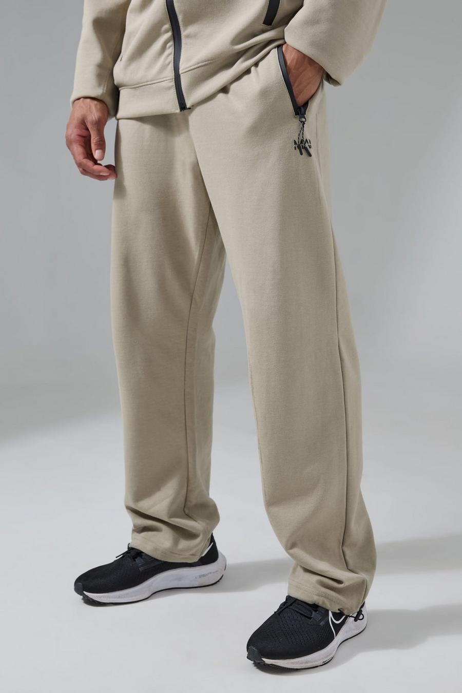 Pantaloni tuta Man Active Tech con zip sul fondo, Khaki
