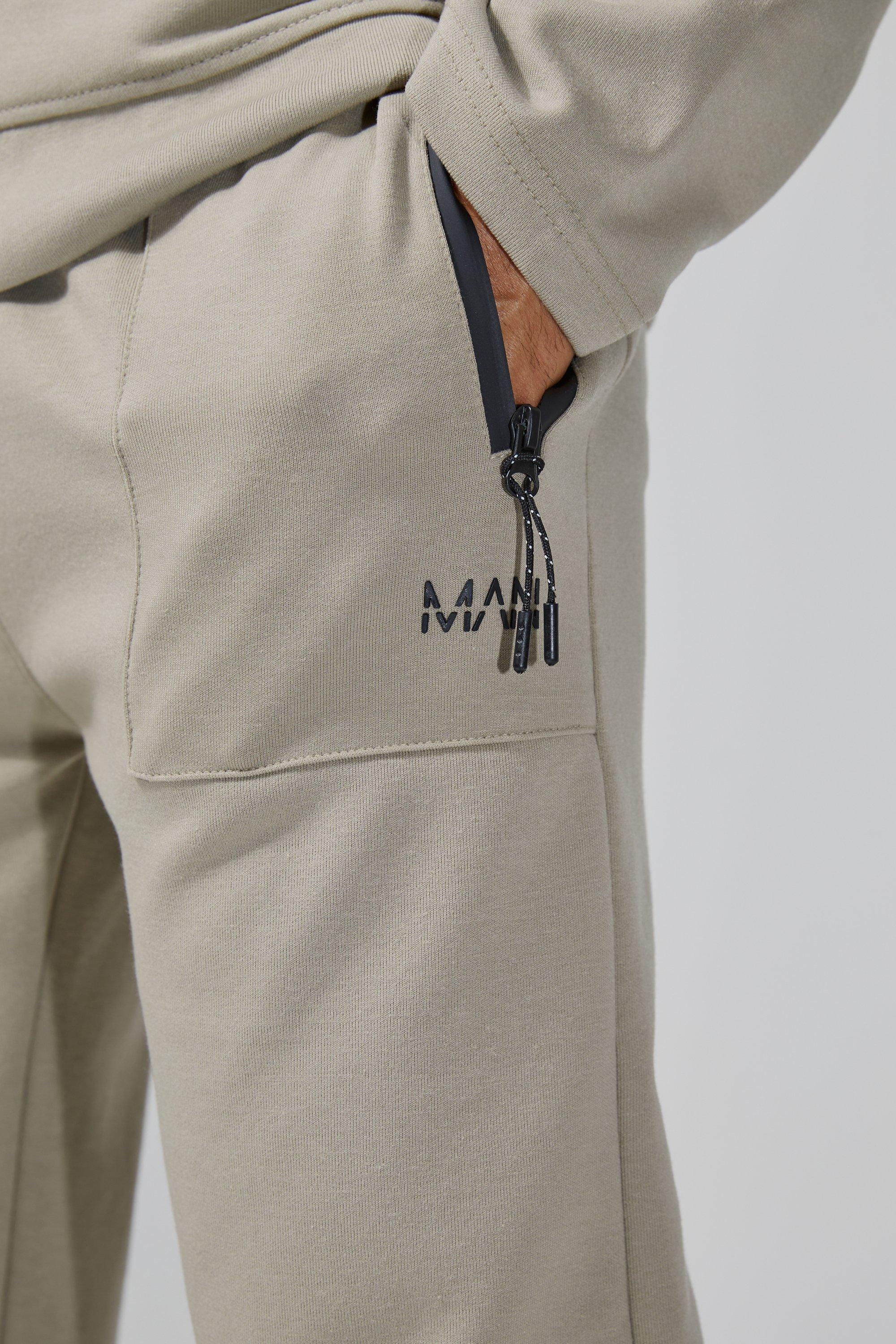 Man Active Fleece Zip Hem Jogger