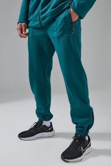 Man Active Fleece Zip Hem Jogger teal