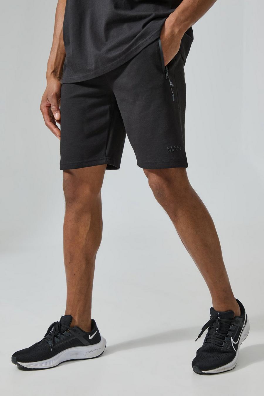 Black Fleece Shorts With All-over Anagram Motif