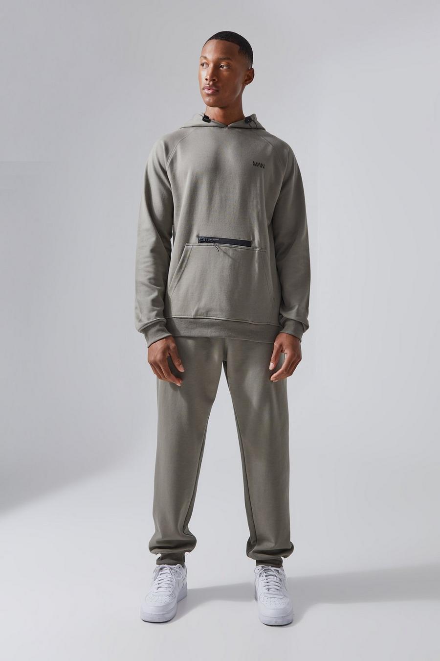 Chándal MAN Active técnico de pantalón y sudadera con capucha, Khaki image number 1