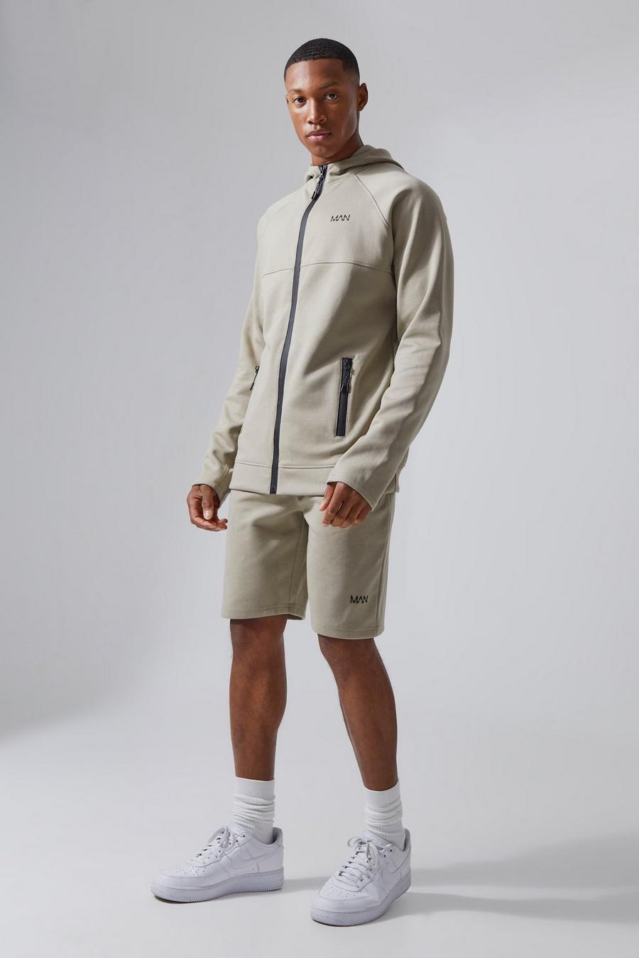 Stone Man Active Fleece Hoodie And Shorts Set image number 1
