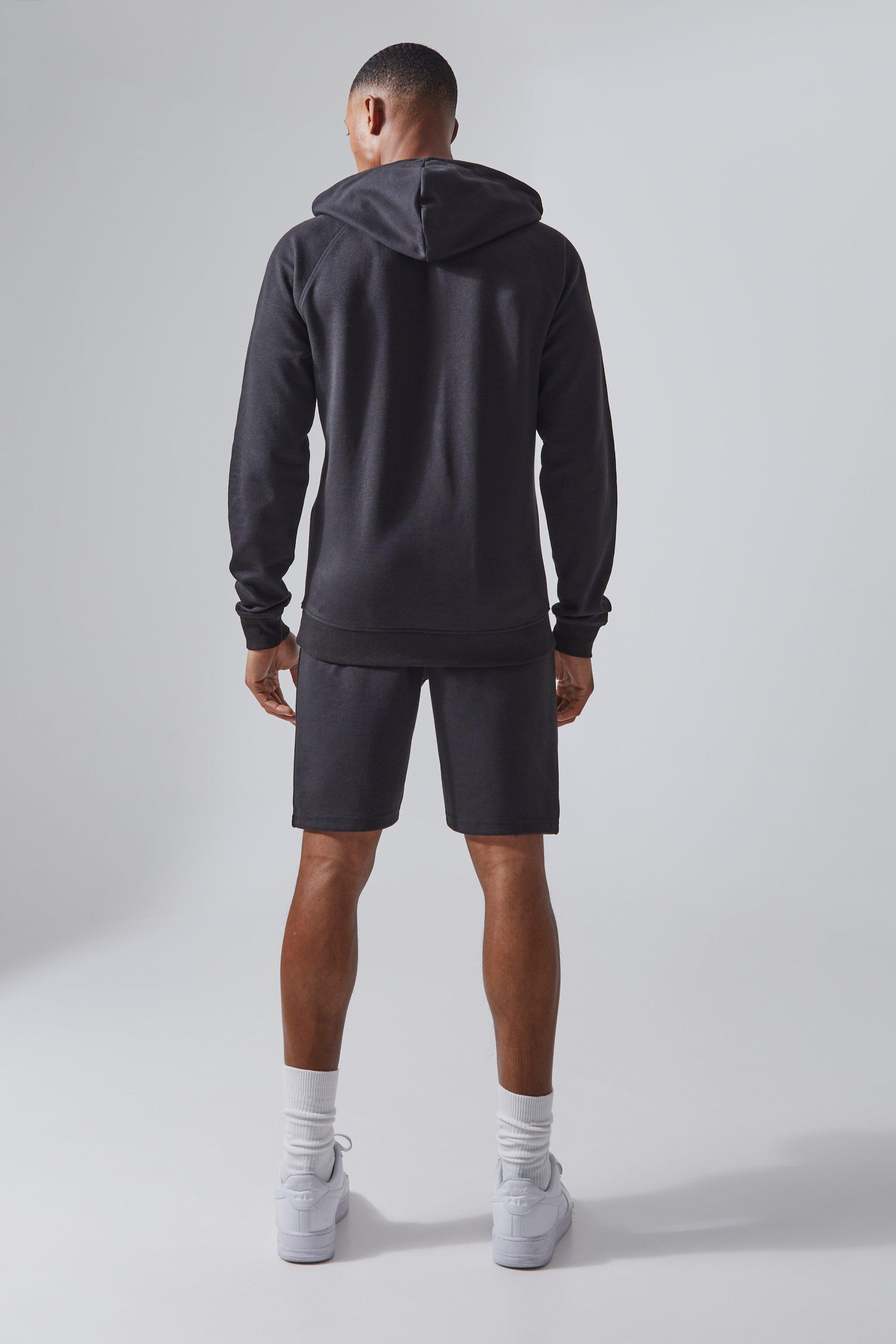 Man Active Fleece Hoodie And Shorts Set