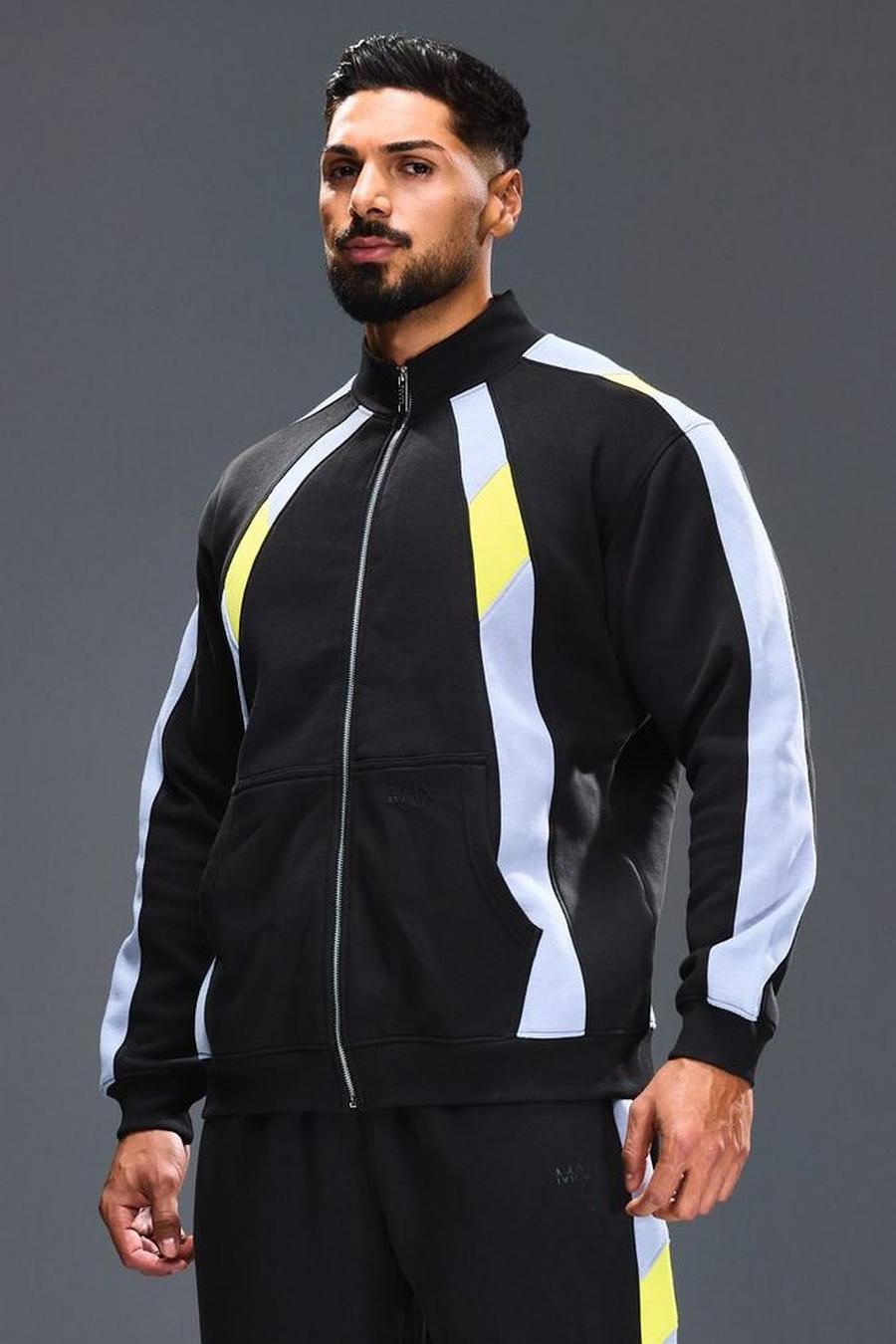 Black Man Active Oversized Colour Block Track Top image number 1