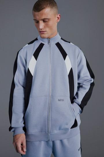 Man Active Oversized Color Block Track Top charcoal