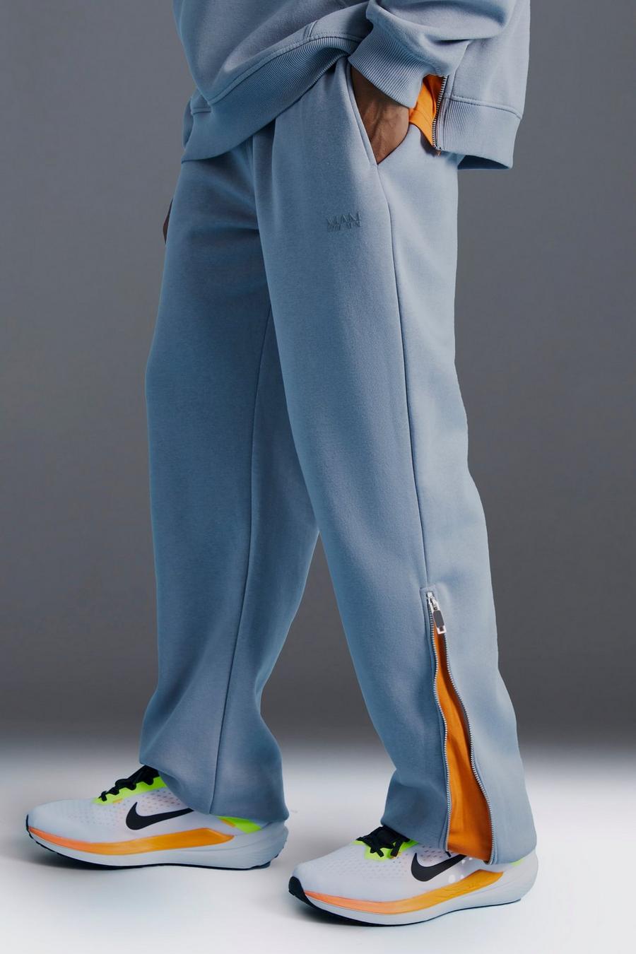 Pantaloni tuta oversize Man Active con inserti con motivi geometrici, Charcoal image number 1