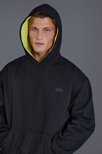 Black Man Active Oversized Geo Panel Gusset Hoodie