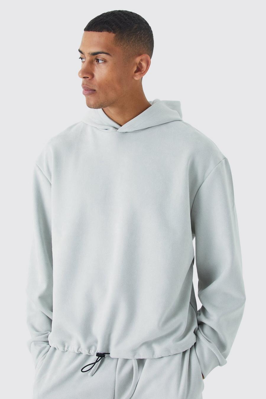Pale grey Oversize hoodie i boxig mockaimitation image number 1