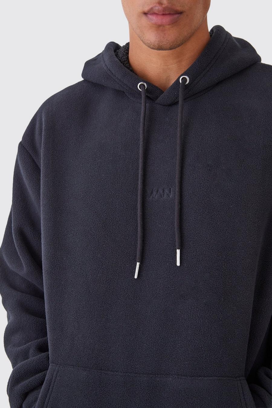 Black MAN Oversize hoodie i microfleece image number 1