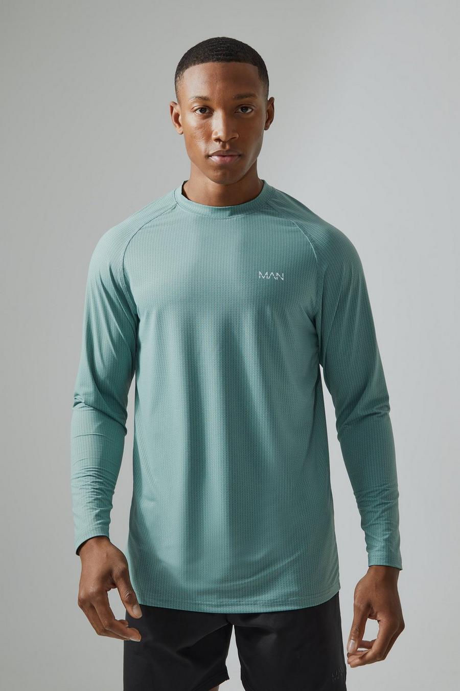 Sage Man Active Lange Mesh Mergel Slim Fit Top