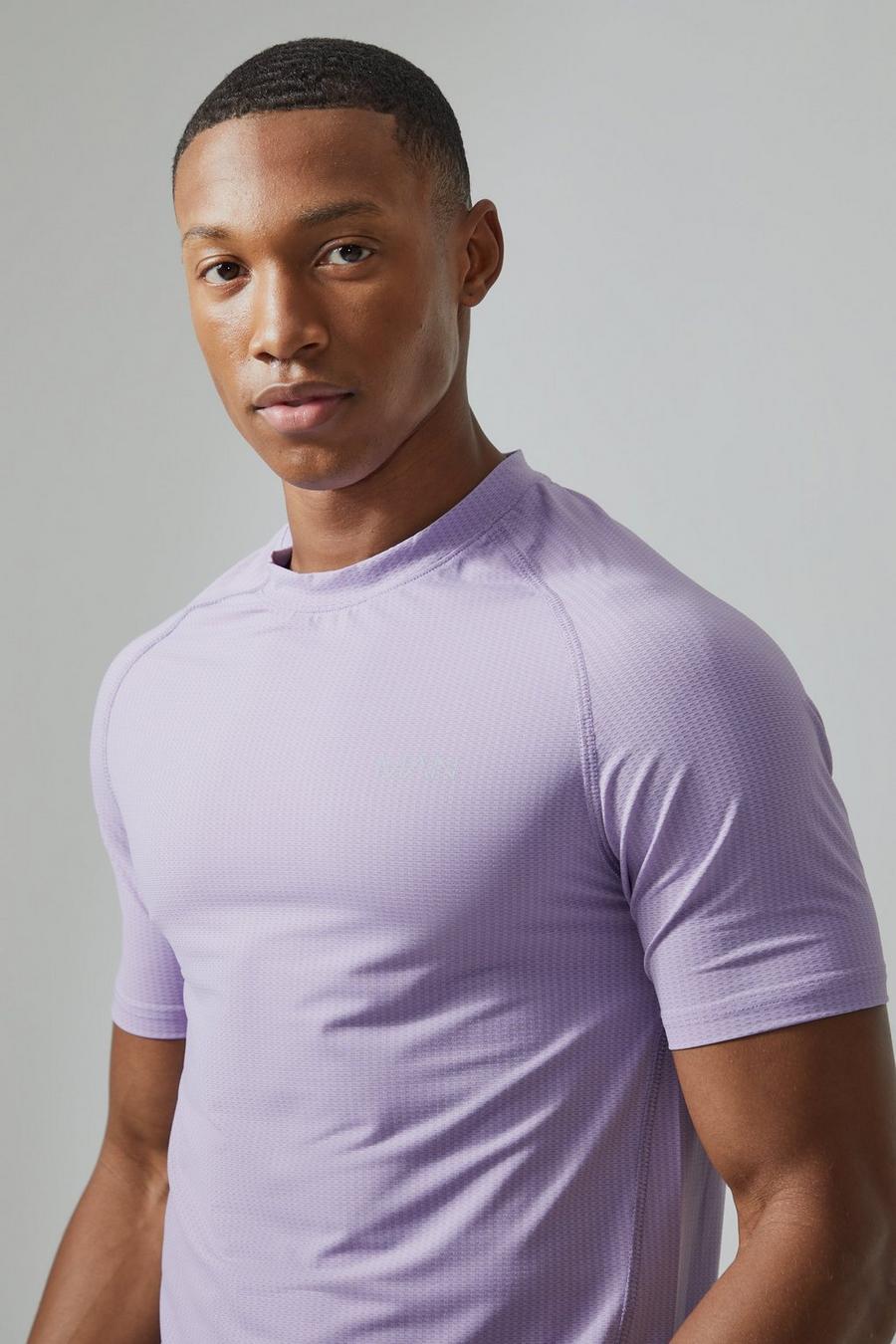 Lilac MAN Active Melerad t-shirt i muscle fit