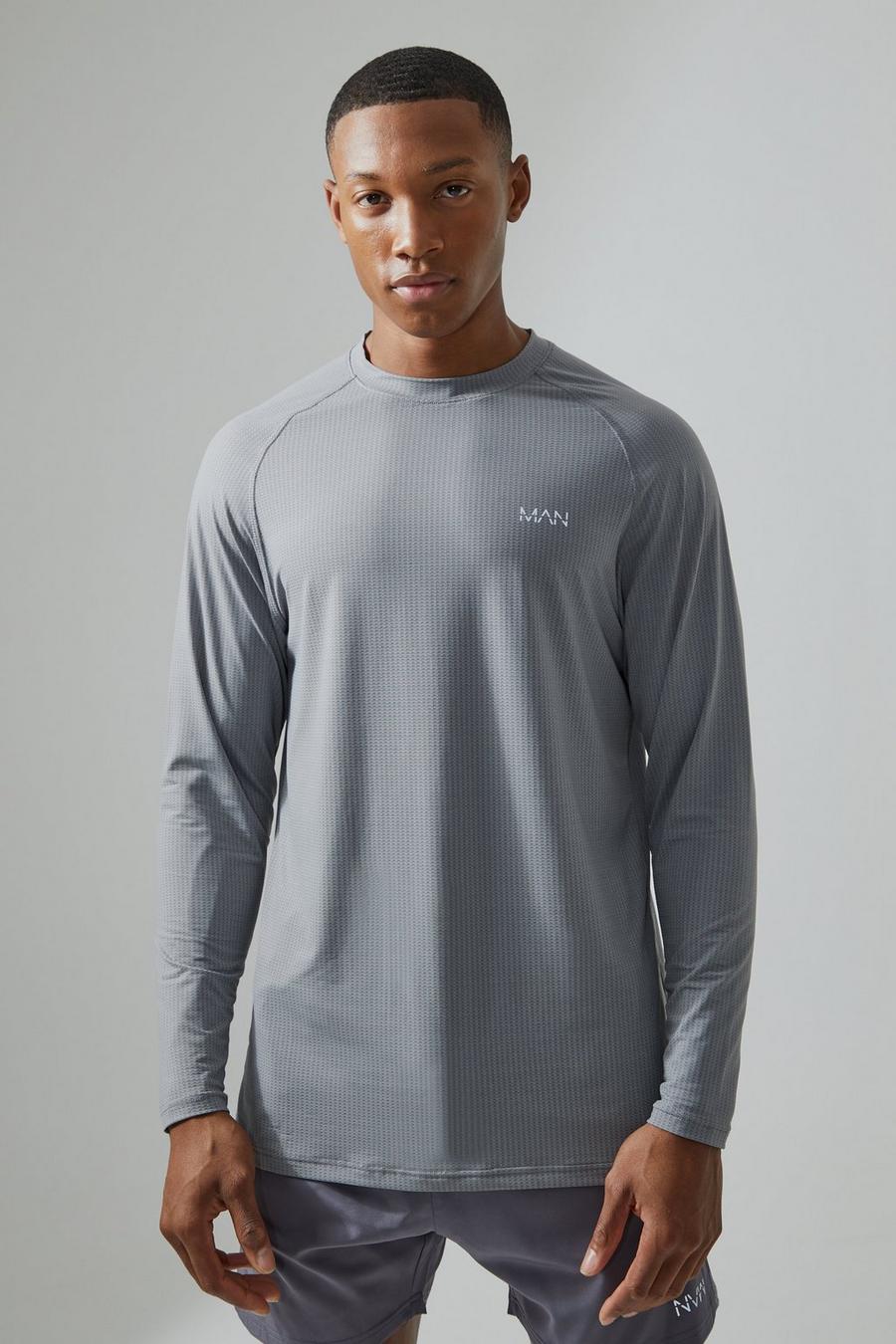 Grey Marl Long Sleeve Gym Top