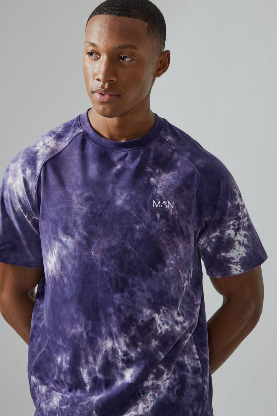 Purple Man Active Tie Dye Core T-Shirt image number 1