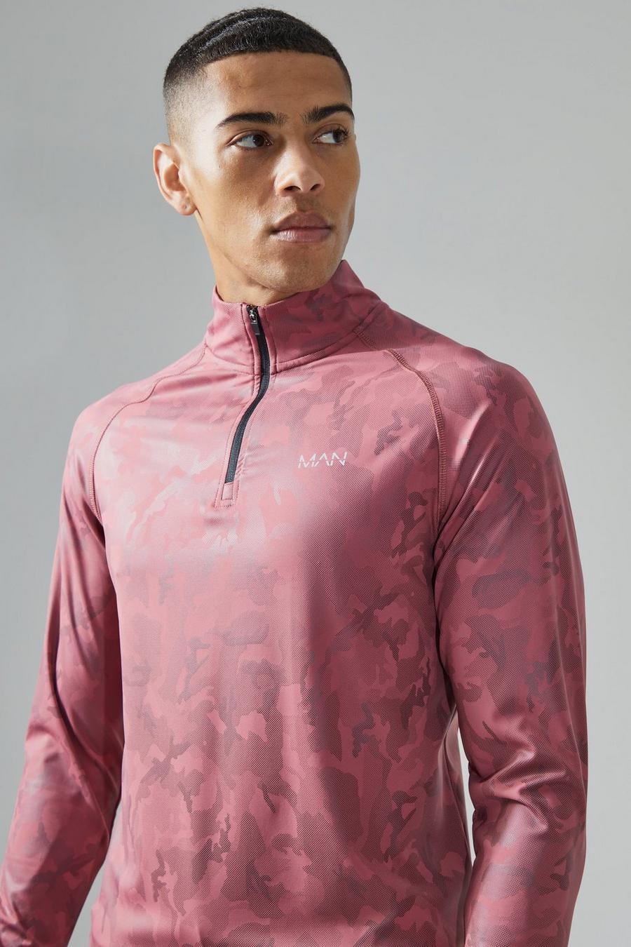 Red Man Active Slim Fit Camo Quarter Zip Top