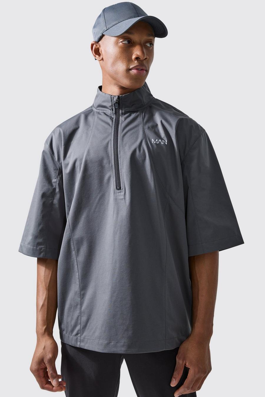 Man Active Oversize Golf Jacke mit Trichterkragen und Reißverschluss, Charcoal