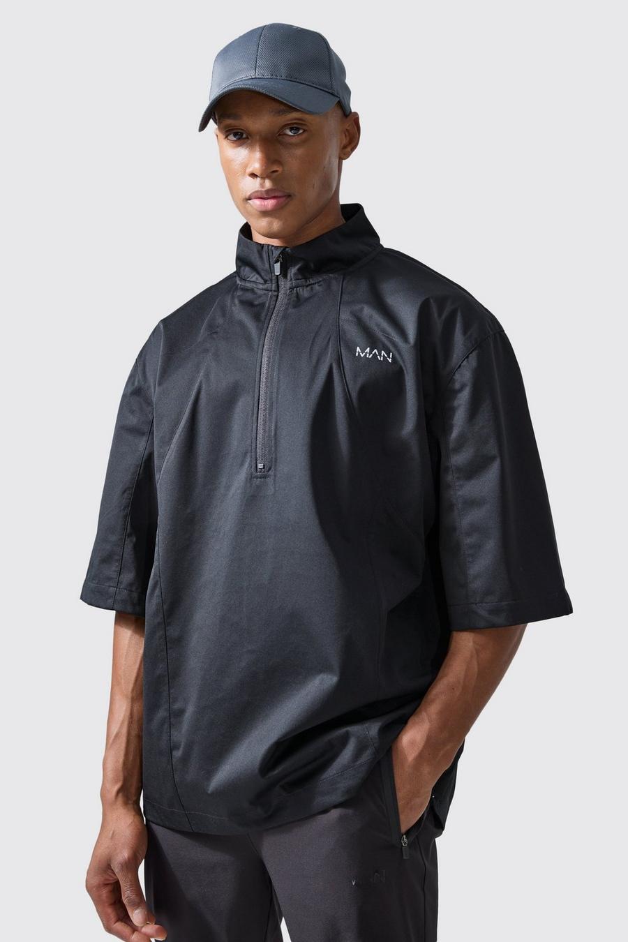 Man Active Oversize Golf Jacke mit Trichterkragen und Reißverschluss, Black