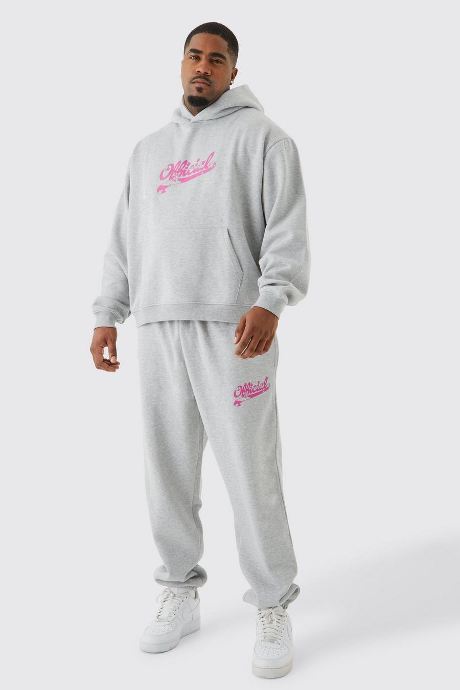 Grey marl grå Plus Oversized Boxy Official Hooded Tracksuit
