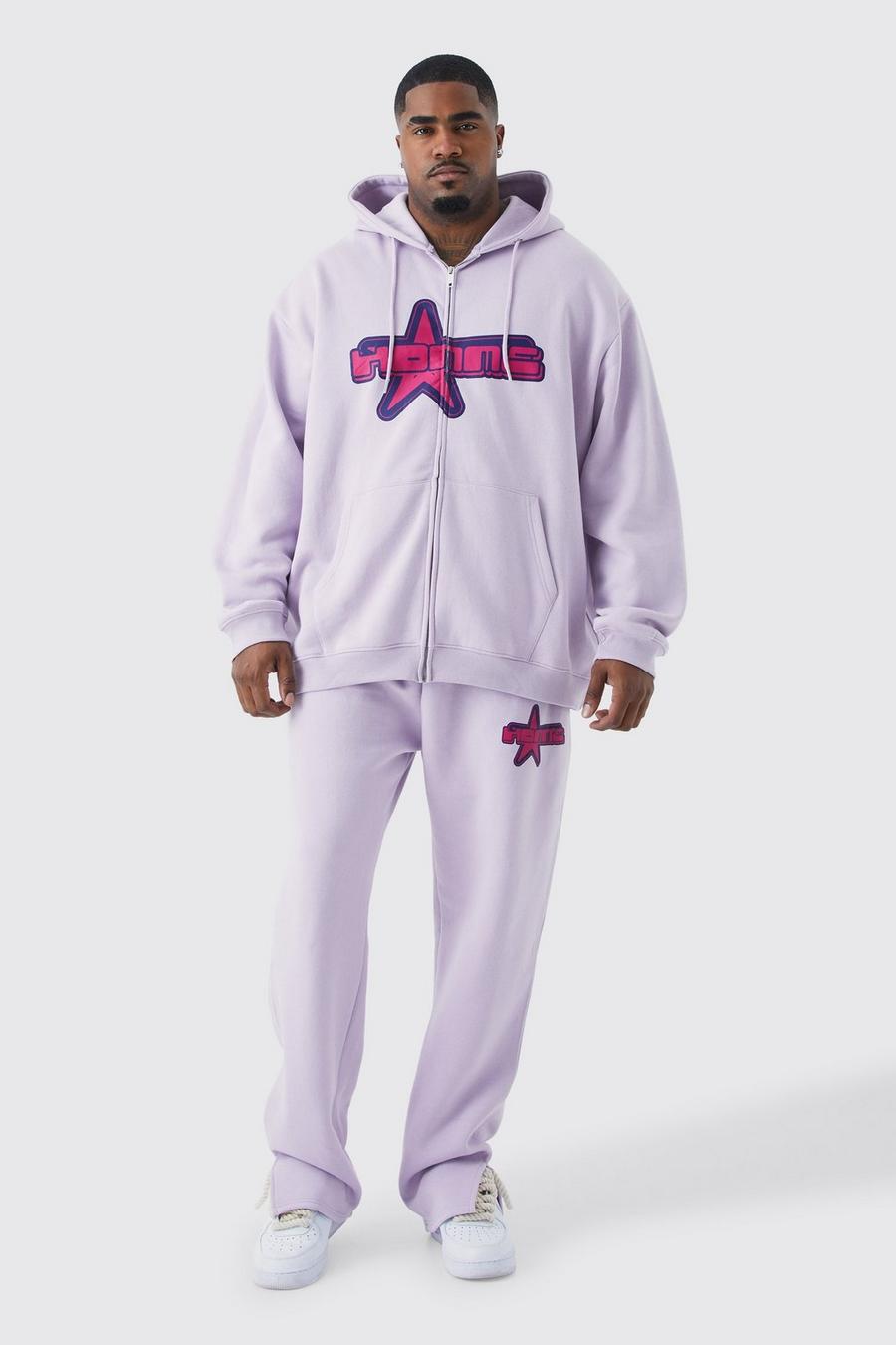 Lilac Plus Oversized Zip Through Y2k Tracksuit image number 1