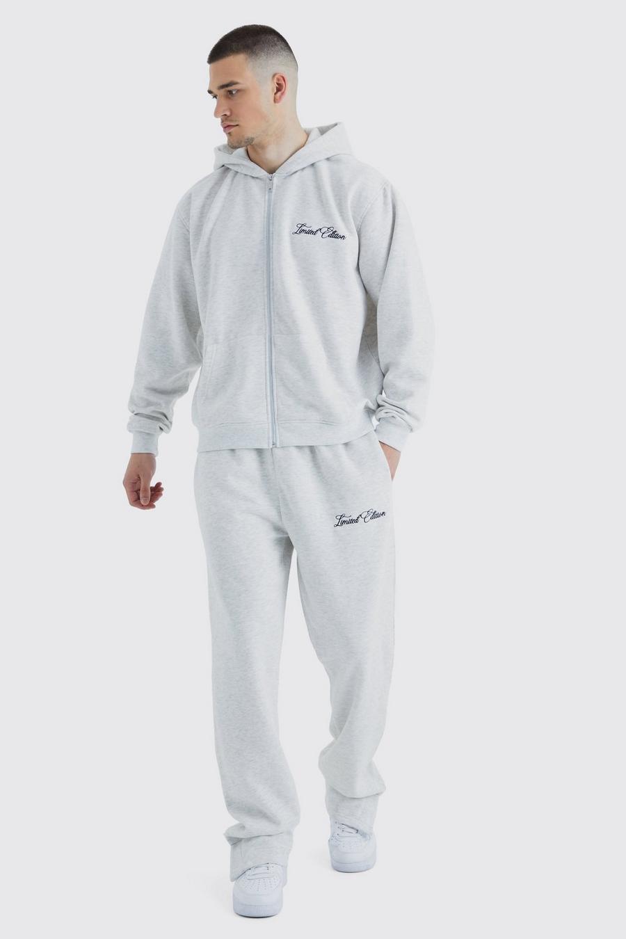 Ash grey Tall Oversized Boxy Zip Hooded Tracksuit