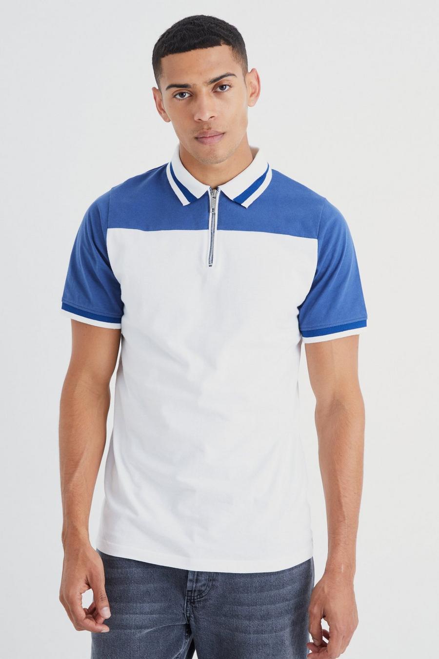 Colorblock Poloshirt, Blue image number 1