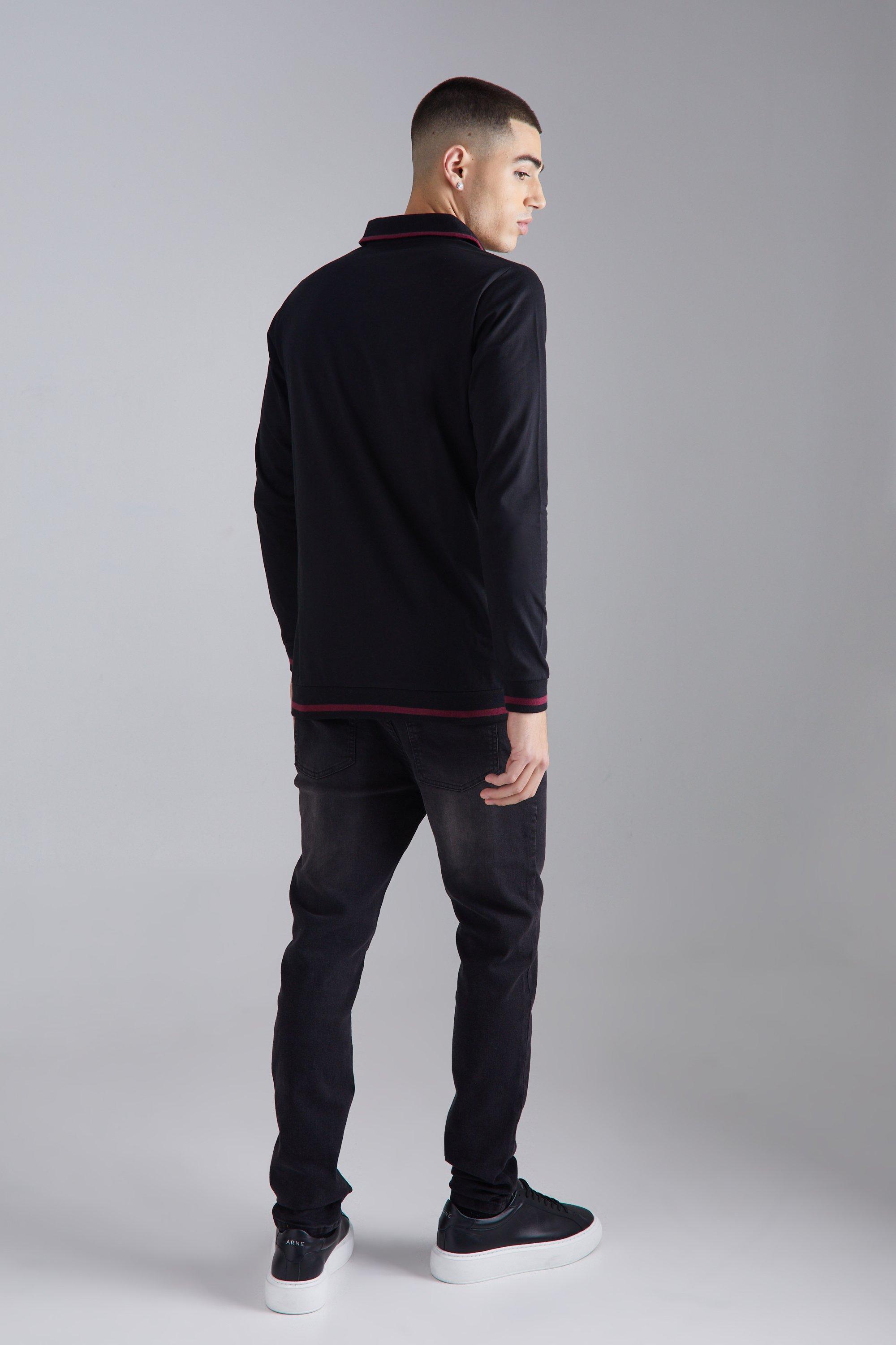 Polo long clearance sleeve v neck