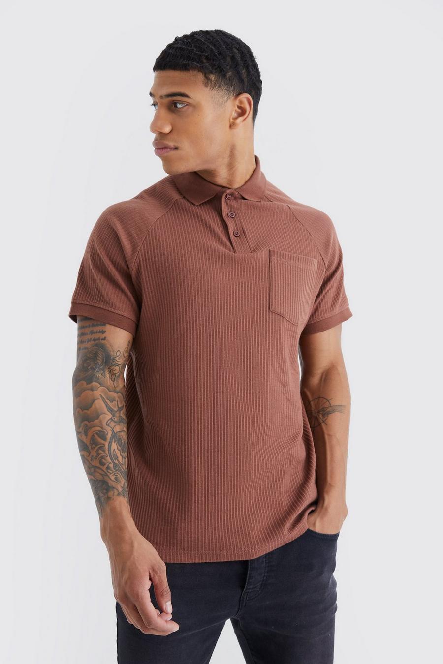 Rust Rib Jersey Pocket Polo image number 1
