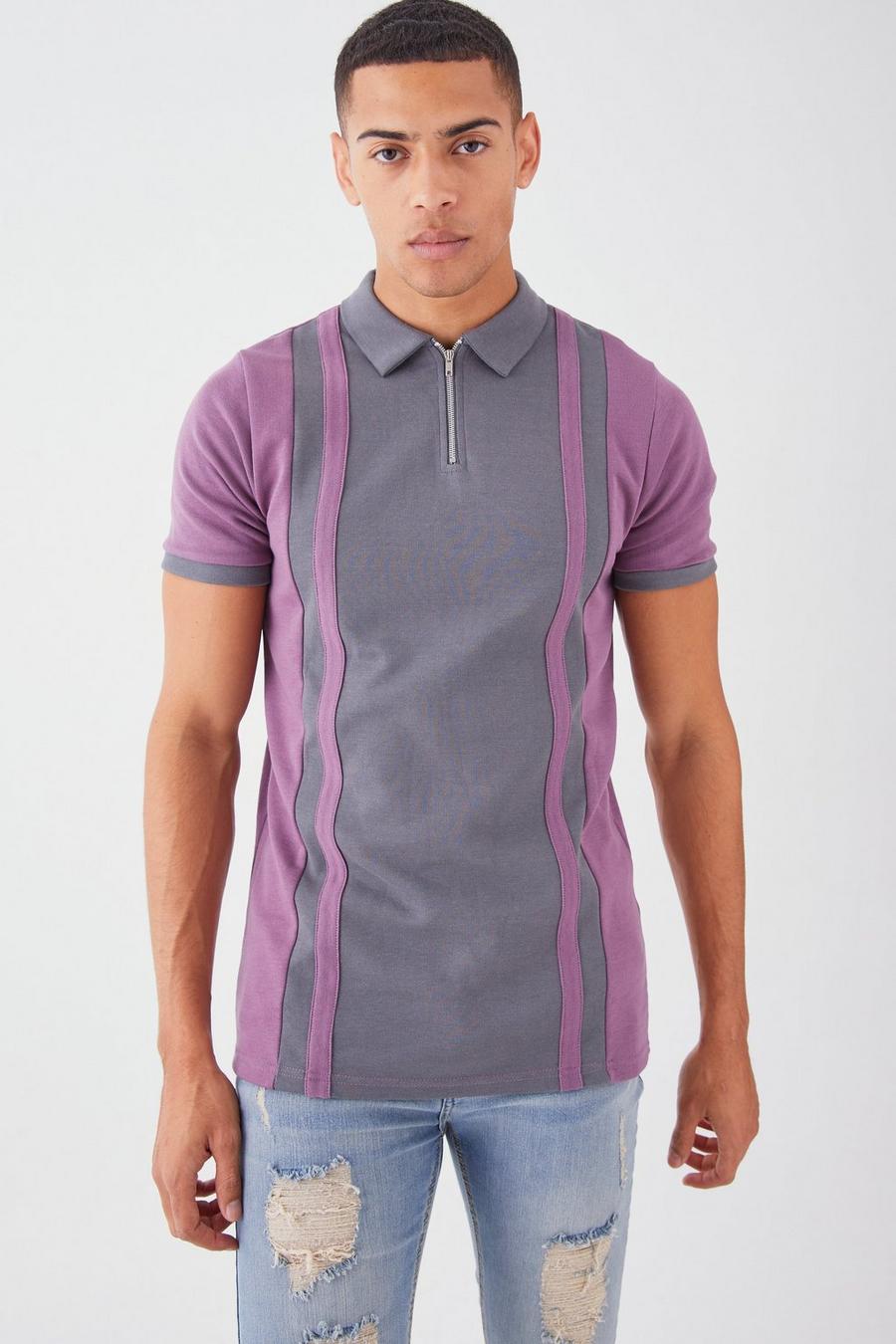 Slim-Fit Poloshirt mit Reißverschluss, Charcoal image number 1