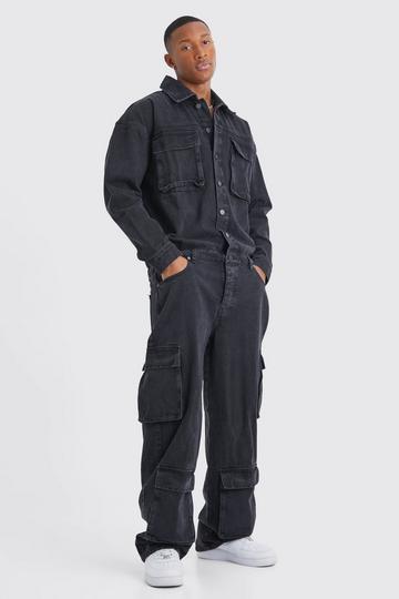 Combinaison oversize en jean washed black