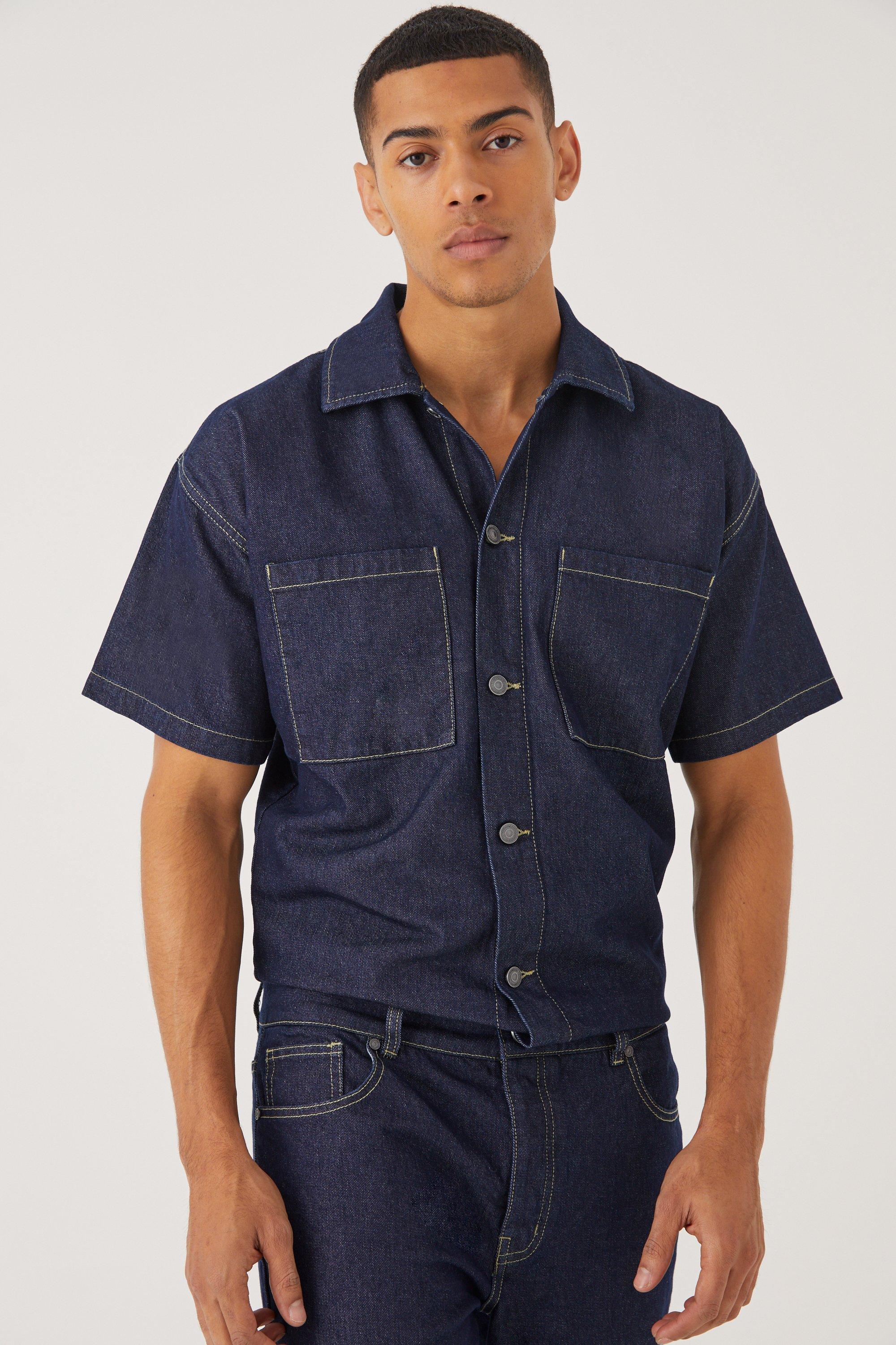 Denim store shirt jumpsuit