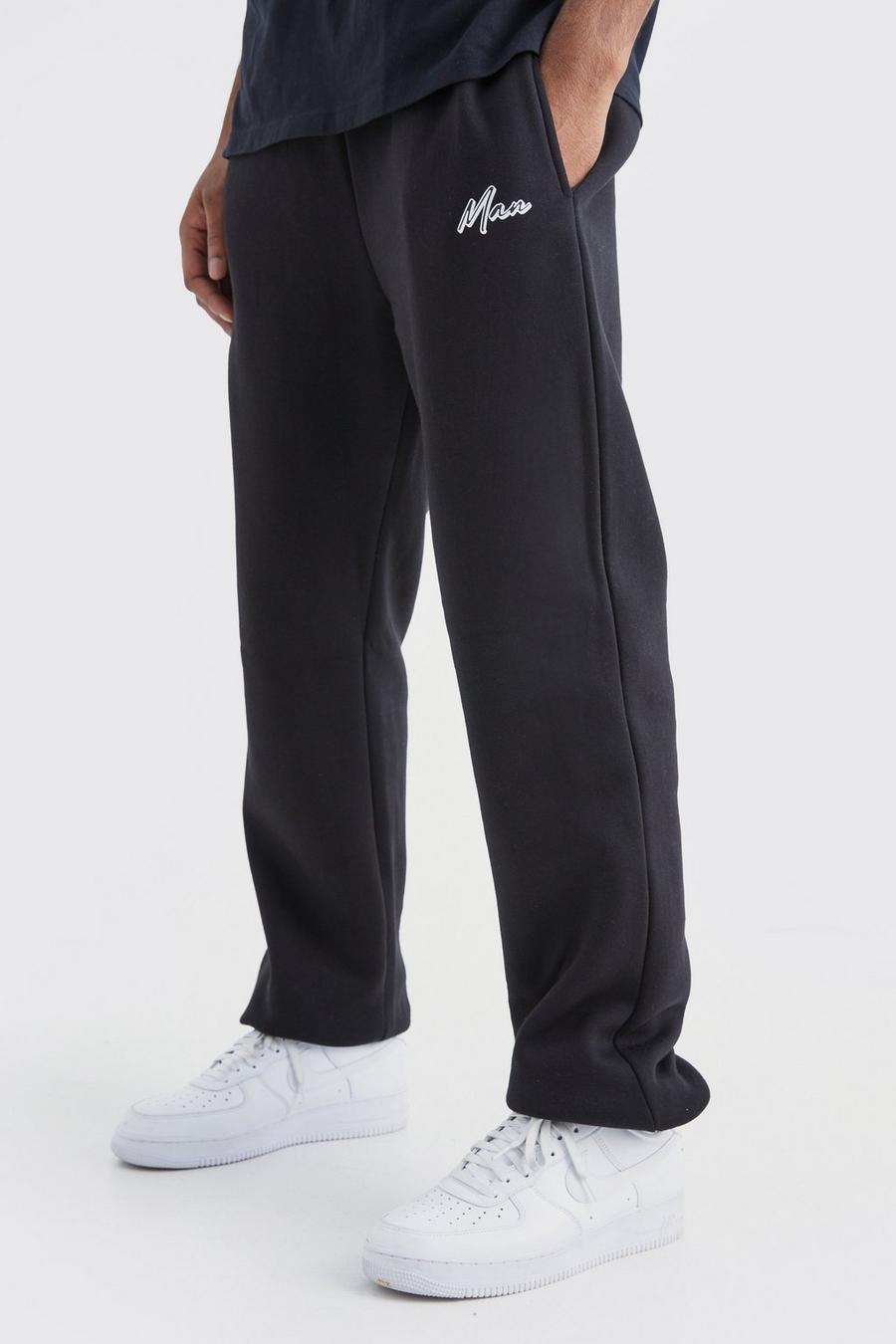 Pantaloni tuta Tall Core Fit con firma Man e logo, Black