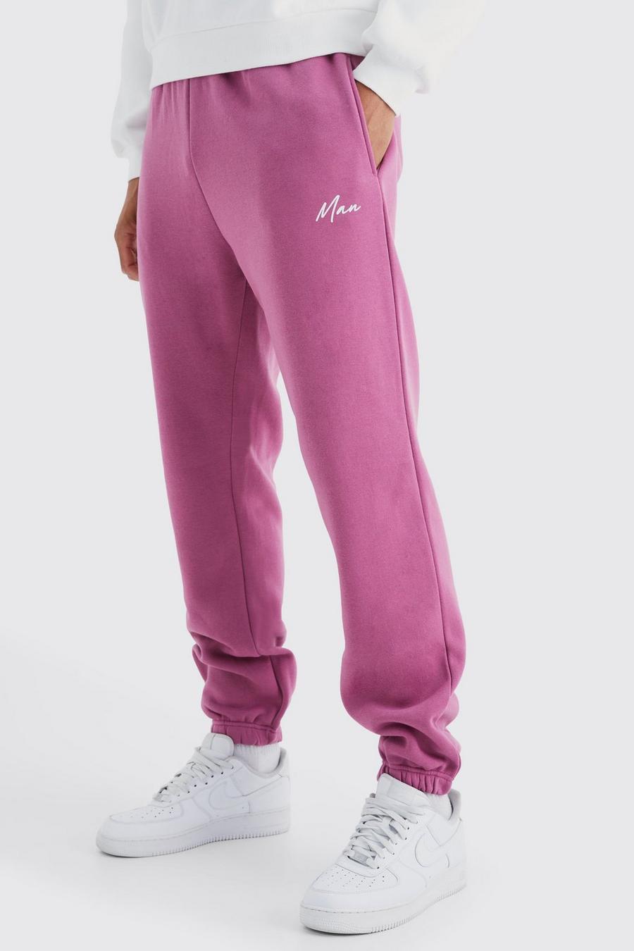 Pantaloni tuta Tall Core Fit con firma Man e logo, Pink