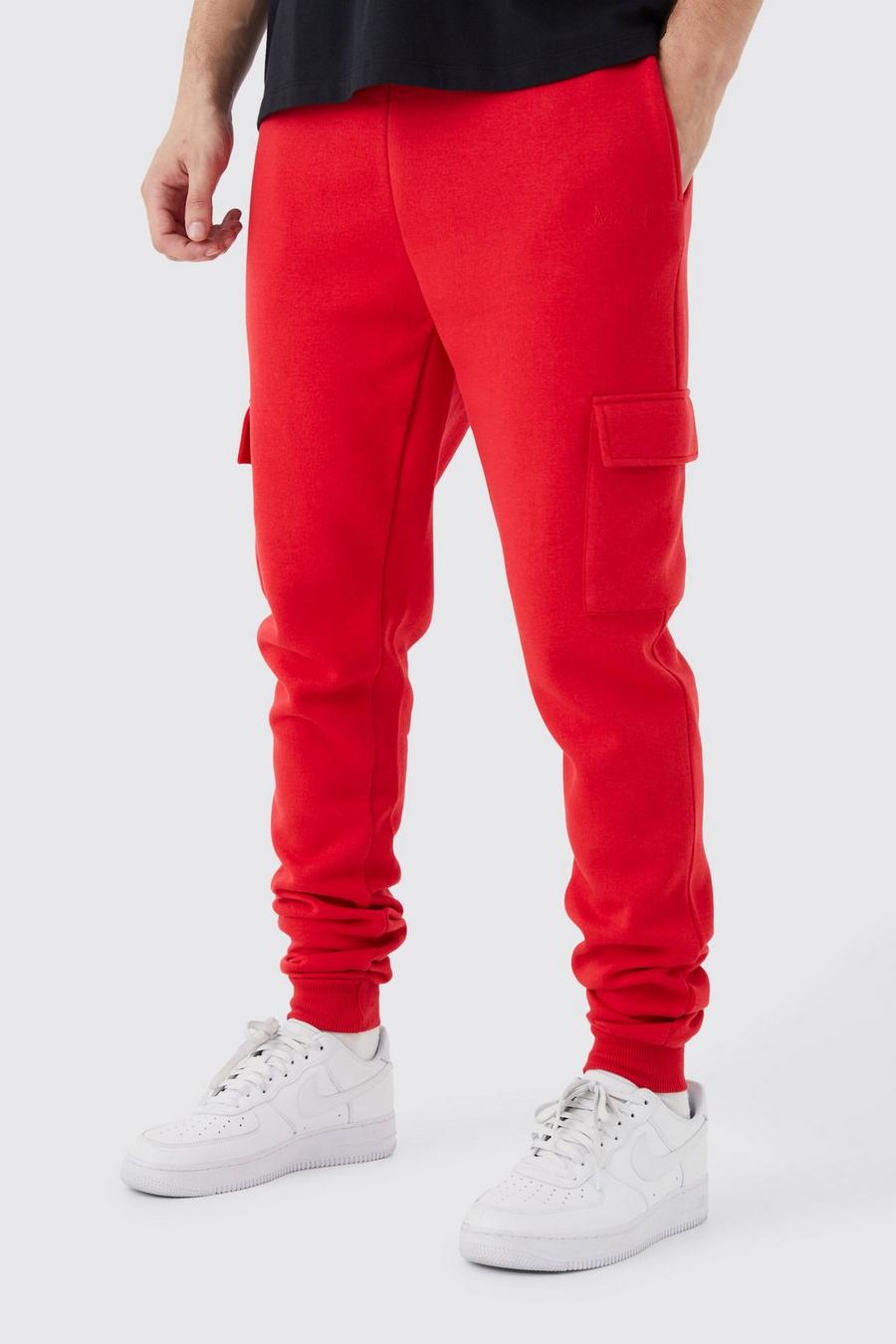 Pantaloni tuta Tall Original Man Skinny Fit stile Cargo, Red image number 1