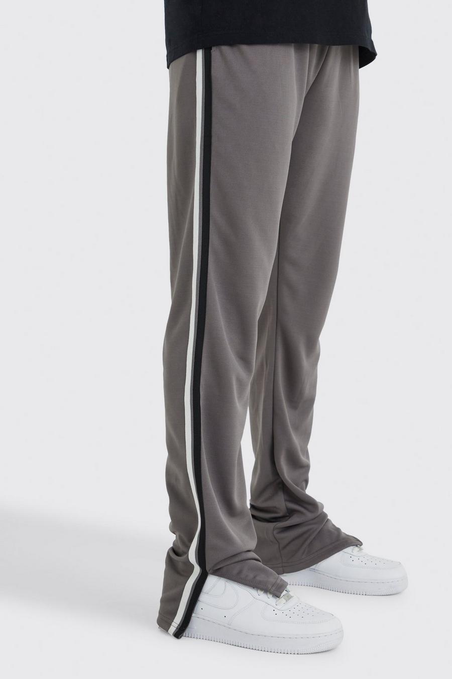 Pantalón deportivo Tall Regular de tejido por urdimbre con franja lateral y abertura en el bajo, Charcoal