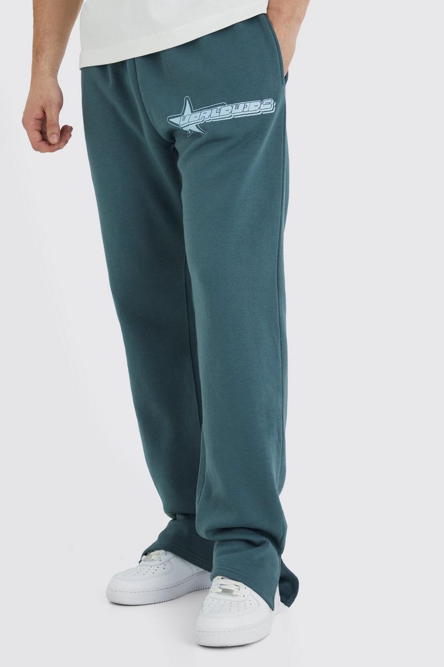Pantaloni tuta Tall Regular Fit Worldwide con stelle e spacco sul fondo, Slate blue