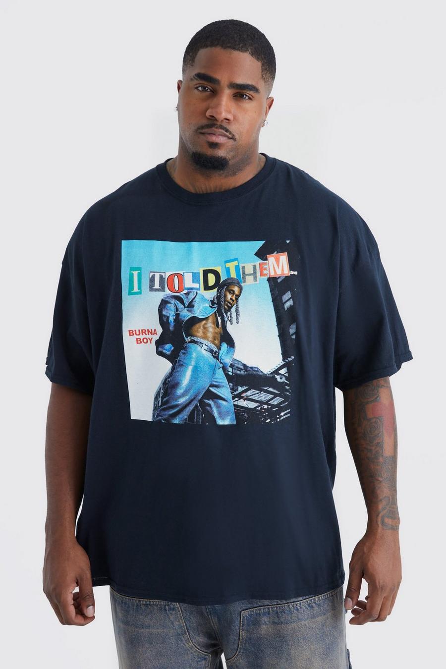 Grande taille - T-shirt à imprimé Burna Boy, Black image number 1