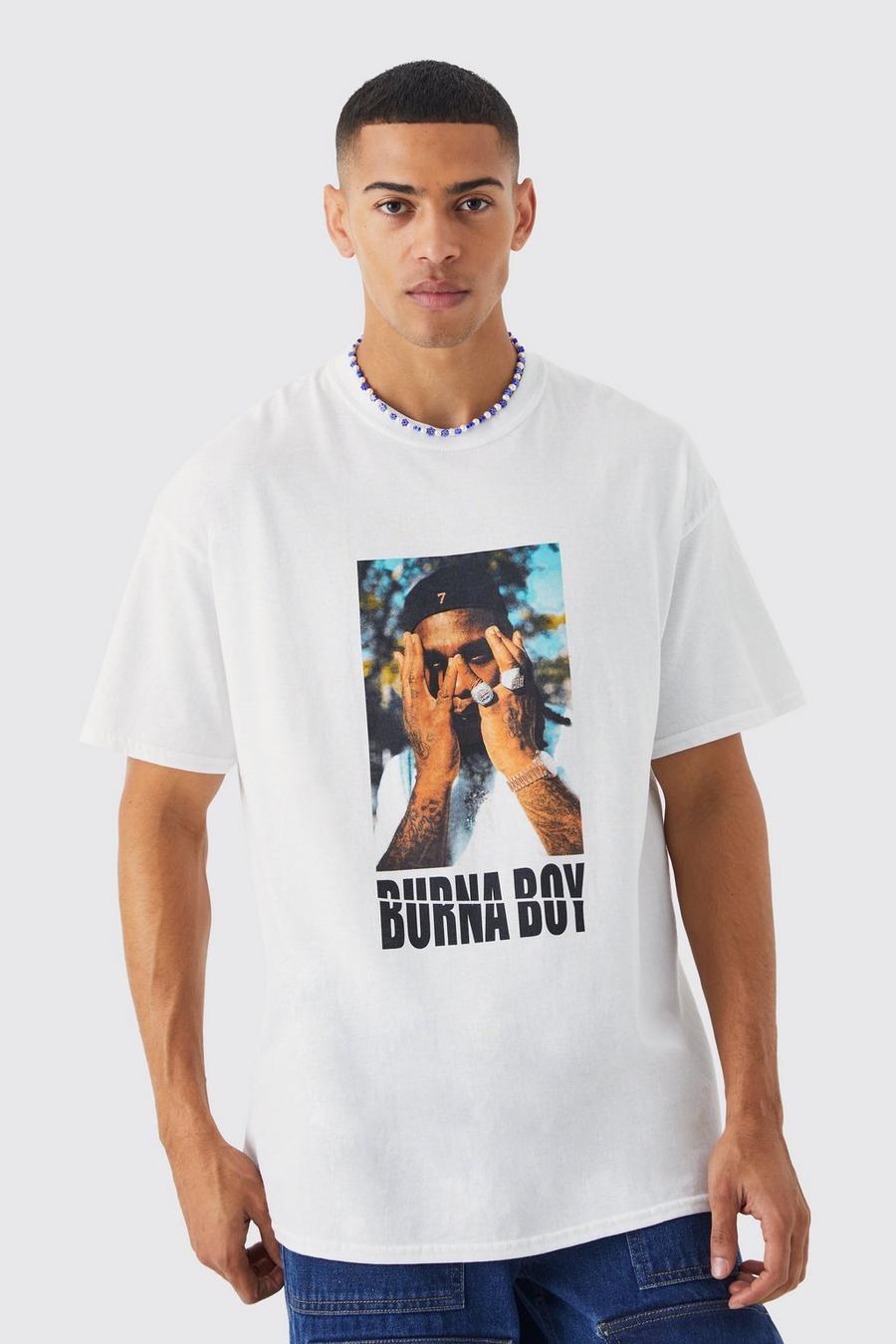 T-shirt oversize ufficiale Burna Boy, White bianco