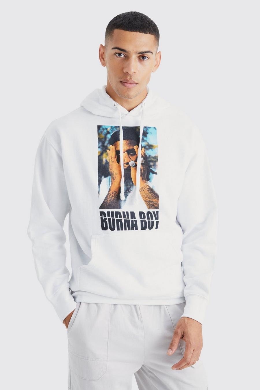White Burna Boy Oversize hoodie med tryck image number 1