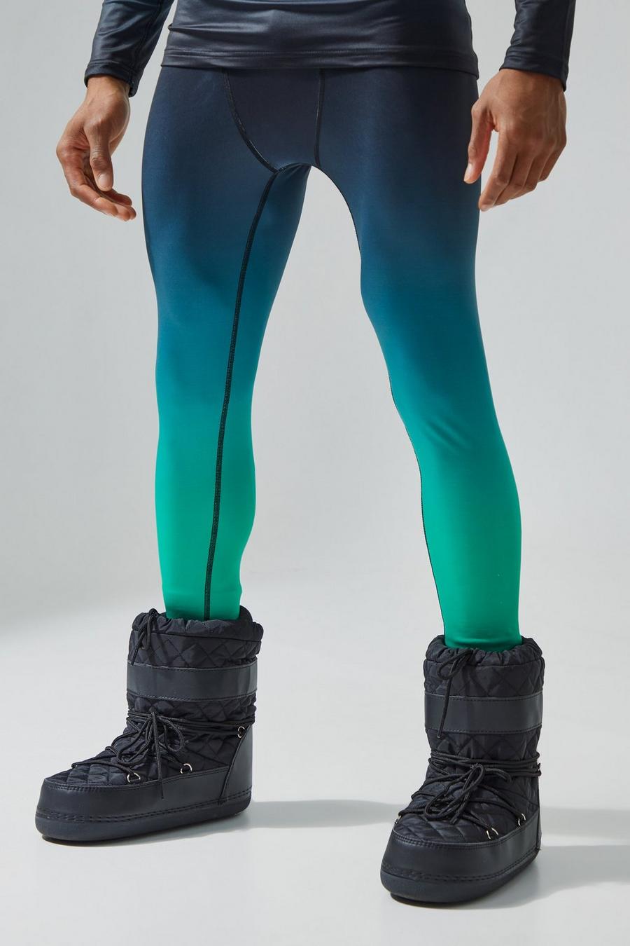 Man Active Leggings mit Fleece-Futter, Green