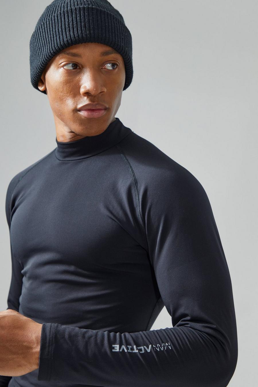 Black Man Active Fleece Lined High Neck Base Layer image number 1