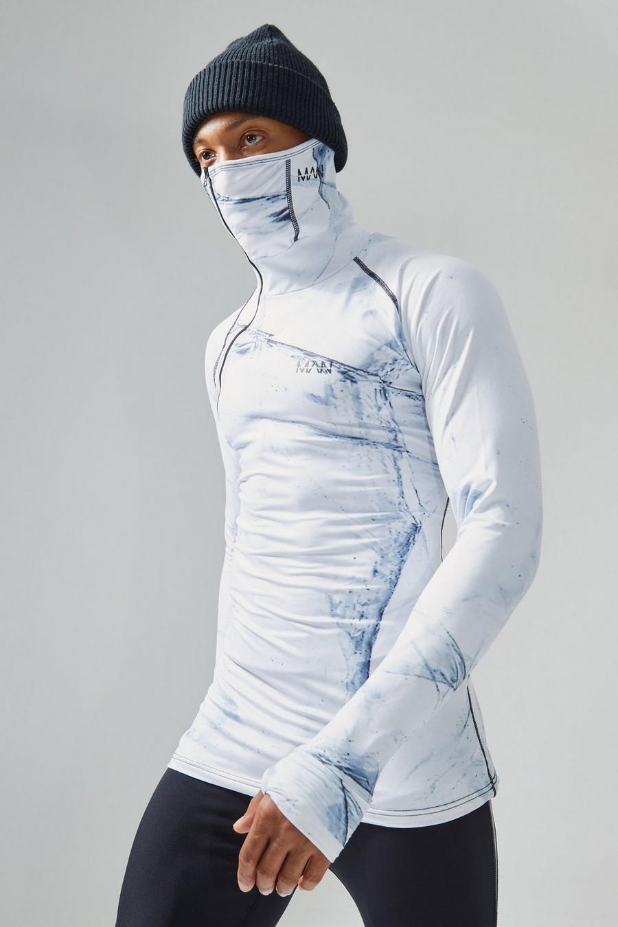 Man Active mattes Oberteil mit Gesichtsbedeckung, White image number 1