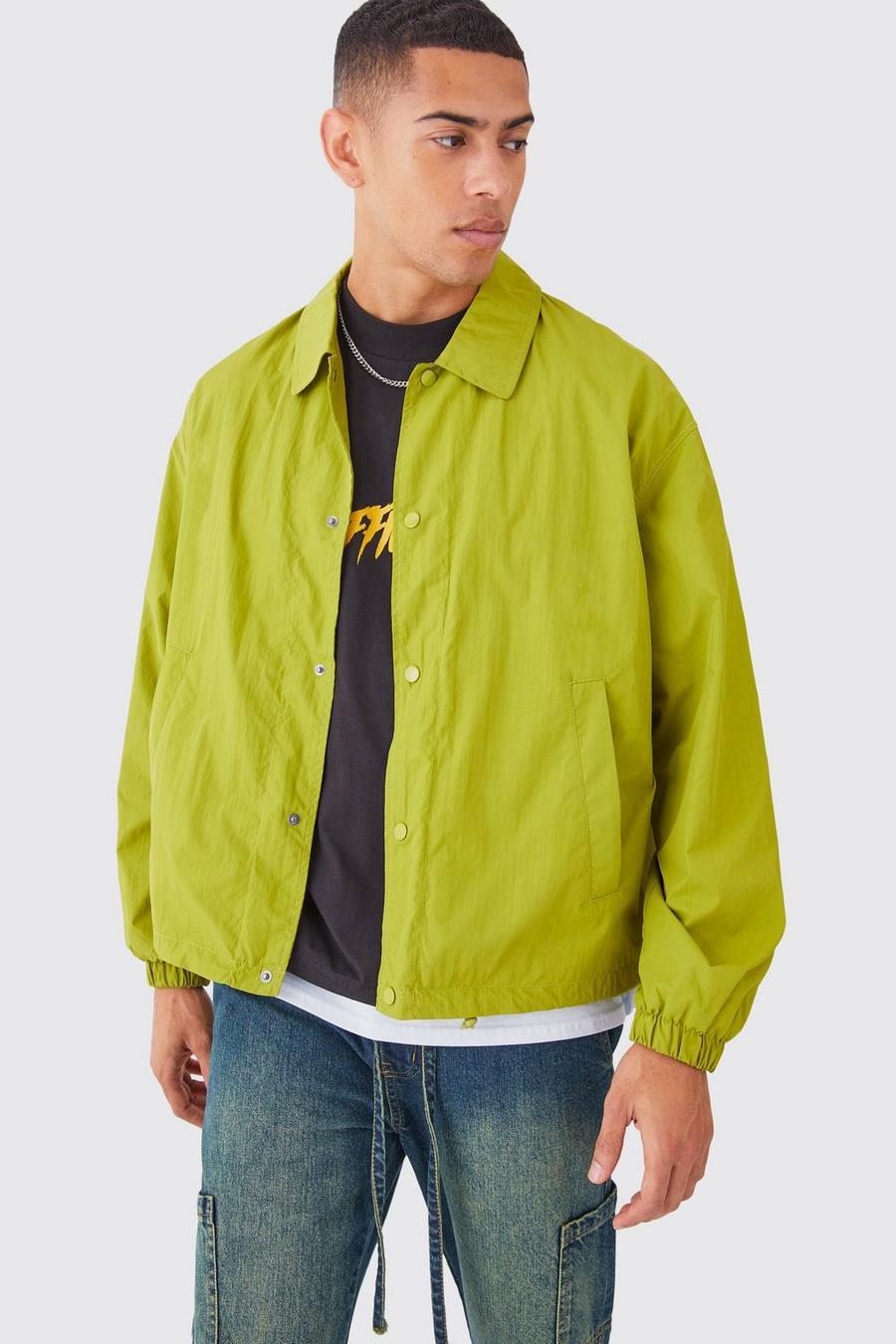 Lime Crinkle Nylon Coach Jacket image number 1