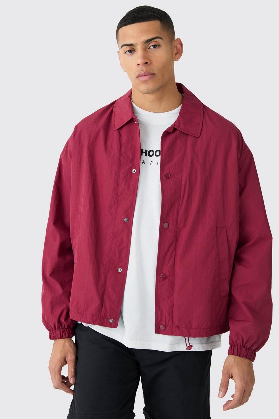 Wine Crinkle Nylon Coach Jacket