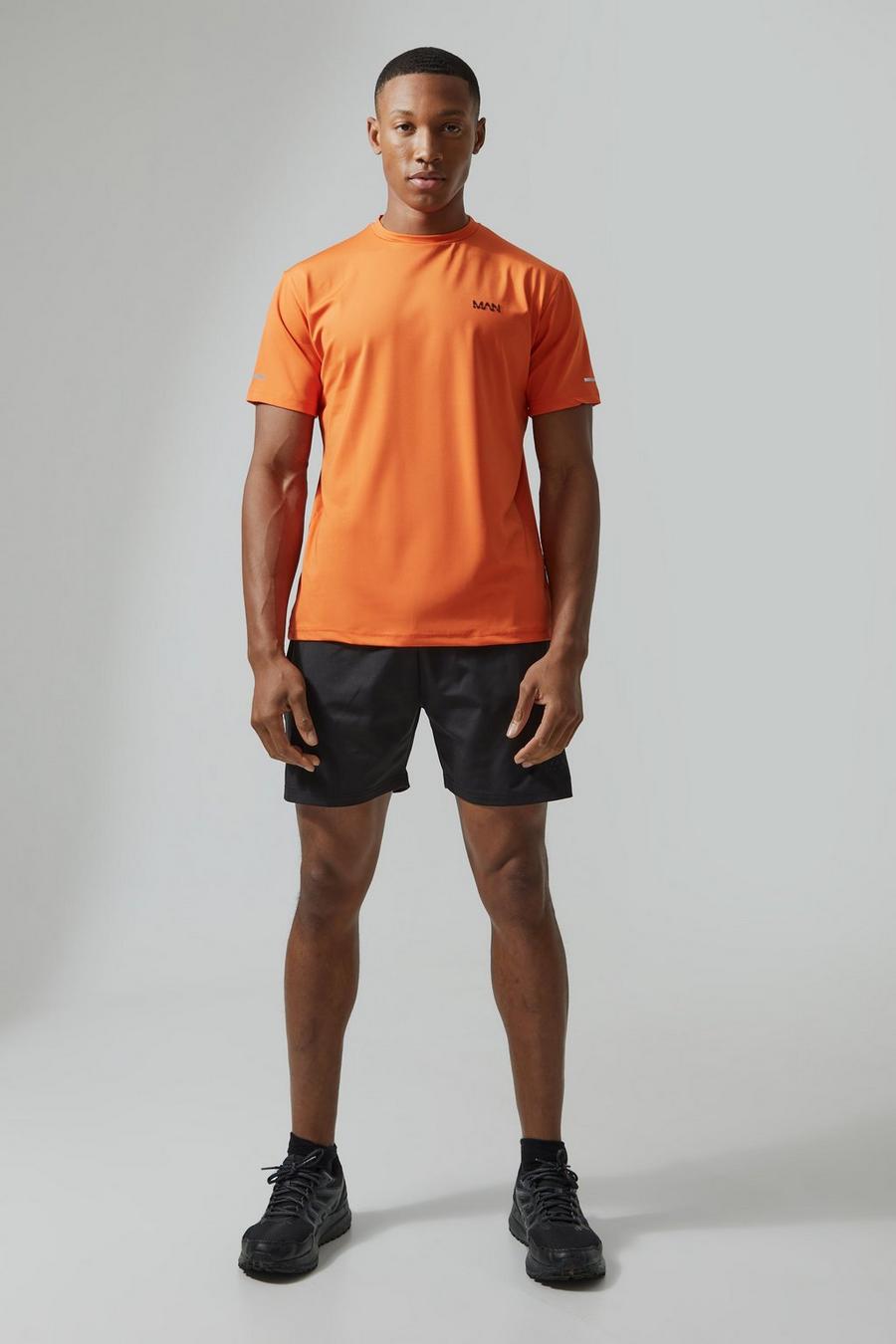 Man Active Performance T-Shirt und Shorts, Orange