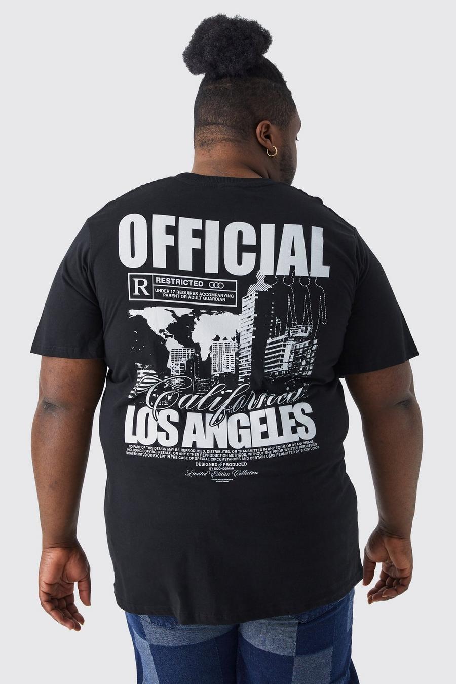 Black svart Plus Longline Los Angeles Graphic T-shirt