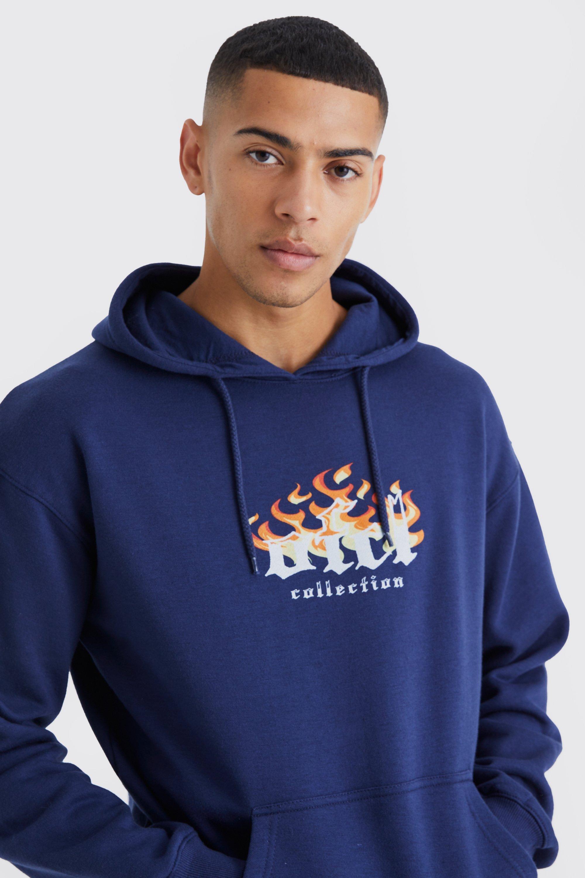 Oversized Ofcl Flames Graphic Hoodie