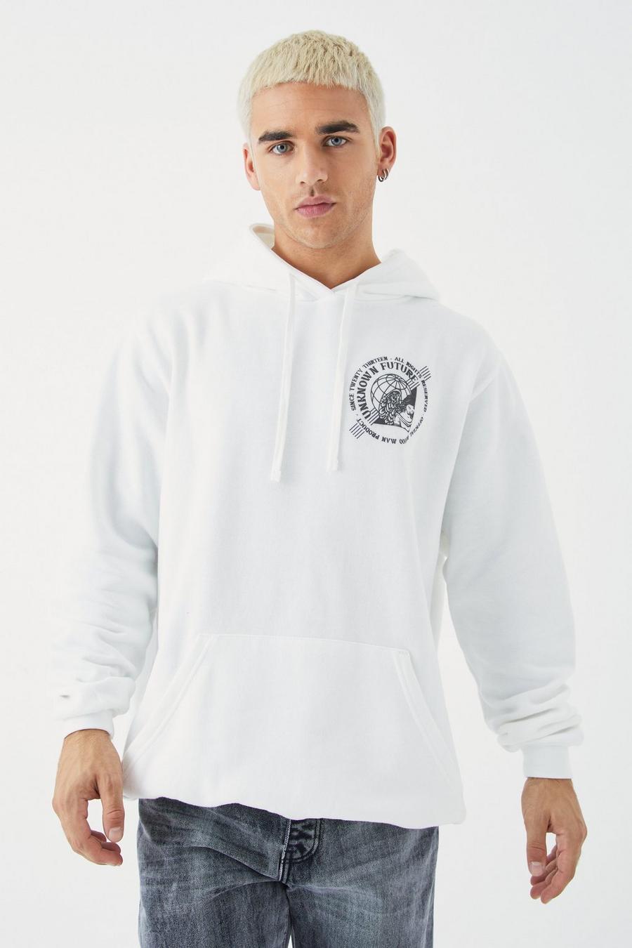 White Oversize hoodie med renässansmotiv image number 1