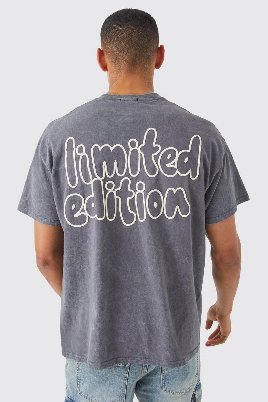 Charcoal gris Oversized Limited Edition Acid Wash T-shirt