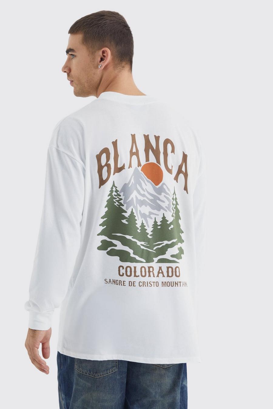 Camiseta oversize de manga larga con estampado de Colorado, White image number 1